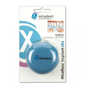 Produktbild von MIRADENT Zahnseide Mirafloss Implant CHX medium
